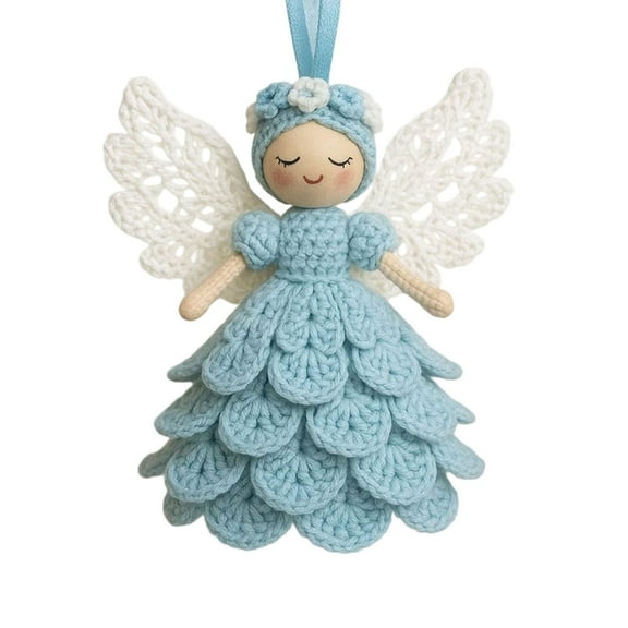 DIY Crochet Christmas Angel Ornament Kit, Handmade Yarn Crafts Set for Beginners, Crochet Christmas Tree Kit with Embellishments, Holiday Crochet Kit Craft Gift