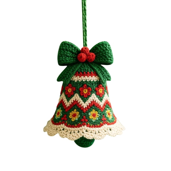 DIY Crochet Christmas Bell Ornament Kit - Complete Beginner Craft Kit with Yarn & Instructions, Hand-Knitted Holiday Decor for Personalized Tree Bells, Stocking Stuffers