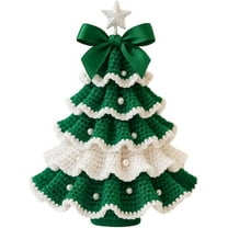 DIY Crochet Christmas Tree Kit,2026 New Crochet Kit for Beginner,Christmas Tree Bow Pearl Embellishment, Christmas Party Crochet Decorations,Starter kit