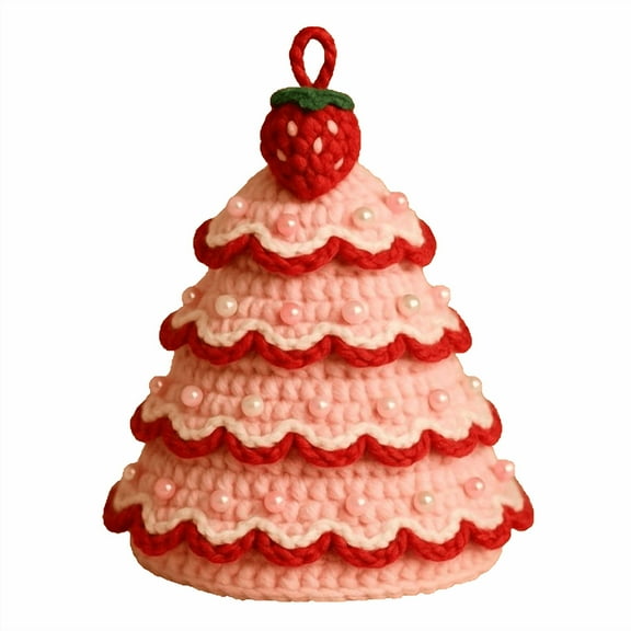 DIY Crochet Christmas Tree Kit, Handmade Holiday Decoration Set with Yarn, Hook, Pearls & Ribbon, Beginner-Friendly Crochet Kit for Home Décor or Gift