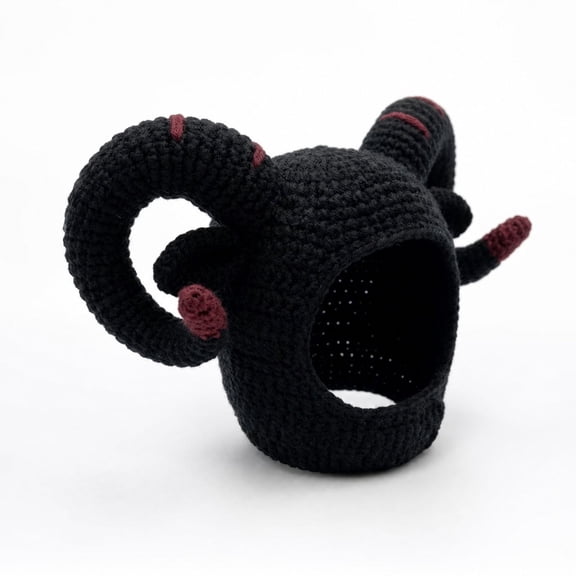DIY Crochet Halloween Cat Hat Kit, Gothic Devil Horns Pet Costume Craft Set, Handmade Yarn Starter Pack with Pattern for Cats Small Dogs