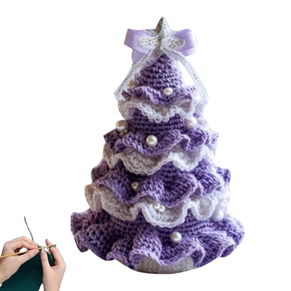 DIY Crochet Handmade Holiday Bow Pearl Party Desktop Ornament for Beginners Craft Kit