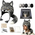 thumbnail image 1 of DIY Crochet Kit for Beginners, Hood Hat DIY Crochet Making Set with Fantasy Wearable Hood Hat Craft Set with Yarn, Creative Handmade Project and Relaxing Craft Activity,Celestial Night Wolf, 1 of 6