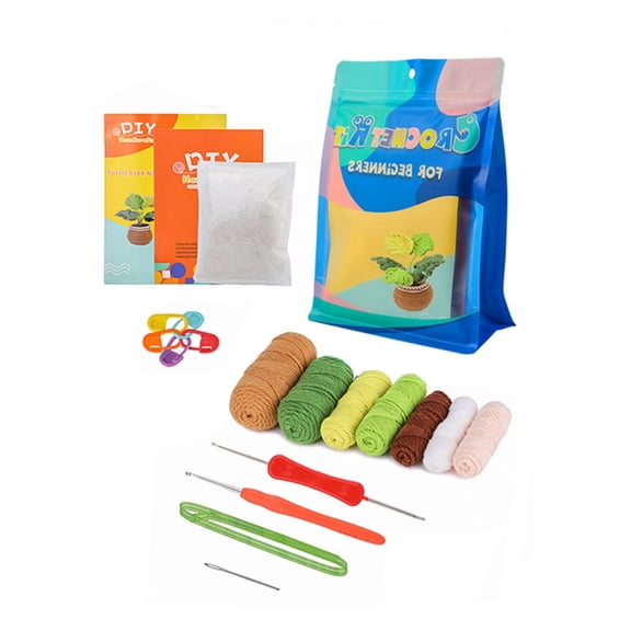 DIY Crochet Plant Kits Crochet Turtle Backed Bamboo Materials with Crochet Hook, Yarn, Needle, Instructions for Beginner