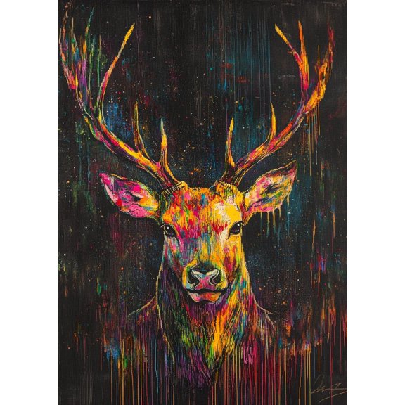 DIY Cross Stitch Kit Abstract Colorful Stag 11CT Embroidery Kit with Pattern Stamped Count by Numbers Craft Kit 40x50cm-1