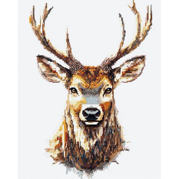 DIY Cross Stitch Kit Abstract Colorful Stag with White Background 11CT Embroidery Kit with Pattern Stamped Count by Numbers Craft Kit 40x50cm-2