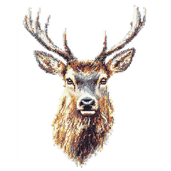 DIY Cross Stitch Kit Abstract Colorful Stag with White Background 11CT Embroidery Kit with Pattern Stamped Count by Numbers Craft Kit 40x50cm-4