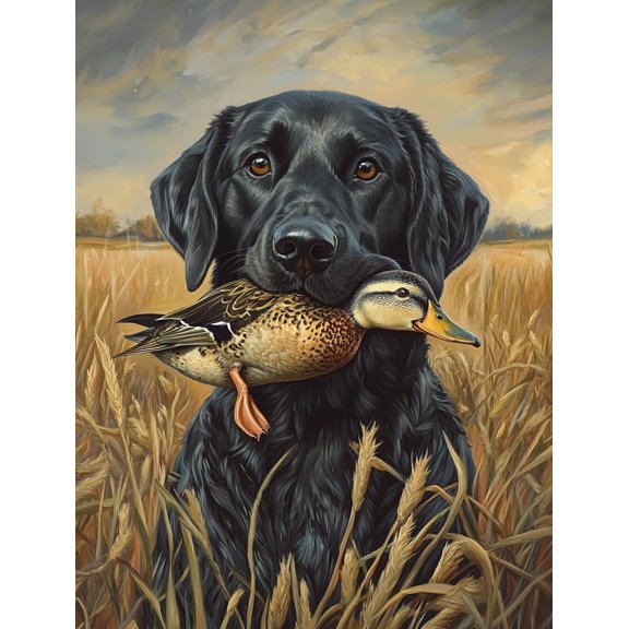 DIY Cross Stitch Kit for Beginners Black Labrador Retrieving Mallard Duck in Mouth 11CT Embroidery Kit with Pattern Stamped Count by Numbers Craft Kit 40x50cm-2