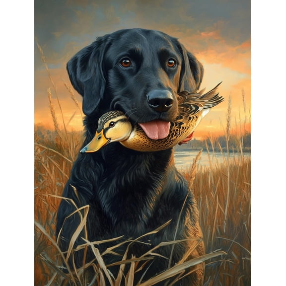 DIY Cross Stitch Kit for Beginners Black Labrador Retrieving Mallard Duck in Mouth 11CT Embroidery Kit with Pattern Stamped Count by Numbers Craft Kit 40x50cm-4