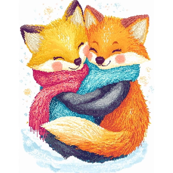 DIY Cross Stitch Kit Foxes Japanese Anime Hugging 11CT Embroidery Kit with Pattern Stamped Count by Numbers Craft Kit 40x50cm-3