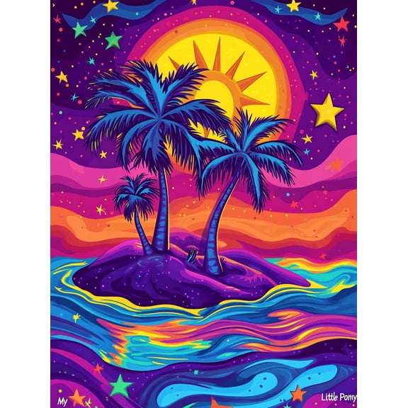 DIY Cross Stitch Kit Island with Palm Trees Sunset 11CT Embroidery Kit with Pattern Stamped Count by Numbers Craft Kit 30x40cm-4