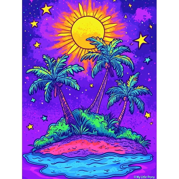 DIY Cross Stitch Kit Island with Palm Trees Sunset 11CT Embroidery Kit with Pattern Stamped Count by Numbers Craft Kit 40x50cm-1
