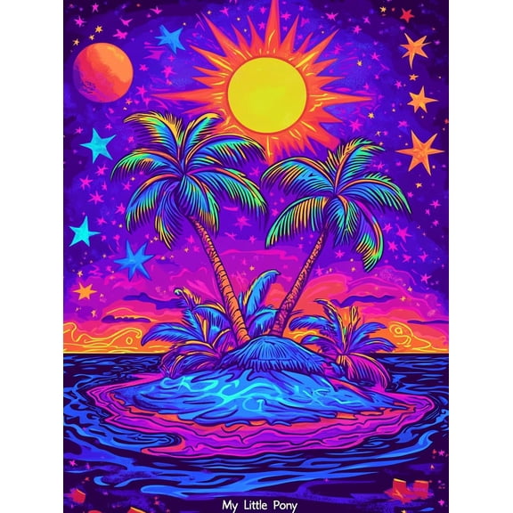 DIY Cross Stitch Kit Island with Palm Trees Sunset 11CT Embroidery Kit with Pattern Stamped Count by Numbers Craft Kit 40x50cm-2