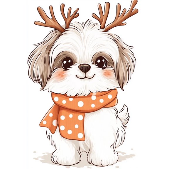 DIY Cross Stitch Kit Shih Tzu Dog Wearing Christmas Costume 11CT Embroidery Kit with Pattern Stamped Count by Numbers Craft Kit 40x50cm-3