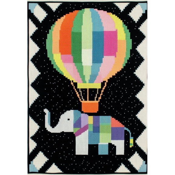 DIY Cross Stitch Kit Simple Geometric Elephant and Hot Air Balloon 11CT Embroidery Kit with Pattern Stamped Count by Numbers Craft Kit 40x50cm-2