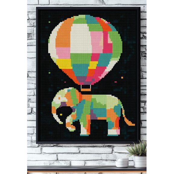 DIY Cross Stitch Kit Simple Geometric Elephant and Hot Air Balloon 11CT Embroidery Kit with Pattern Stamped Count by Numbers Craft Kit 40x50cm-4