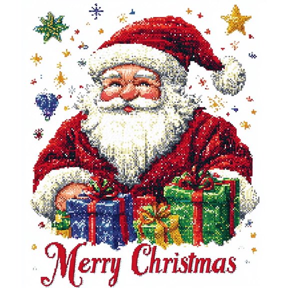 DIY Cross Stitch Kit Traditional Santa Claus Merry Christmas 11CT Embroidery Kit with Pattern Stamped Count by Numbers Craft Kit 40x50cm-1