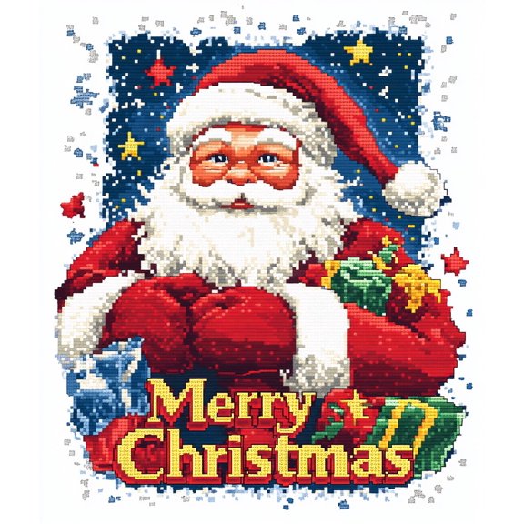 DIY Cross Stitch Kit Traditional Santa Claus Merry Christmas 11CT Embroidery Kit with Pattern Stamped Count by Numbers Craft Kit 40x50cm-2