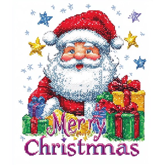 DIY Cross Stitch Kit Traditional Santa Claus Merry Christmas 11CT Embroidery Kit with Pattern Stamped Count by Numbers Craft Kit 40x50cm-4