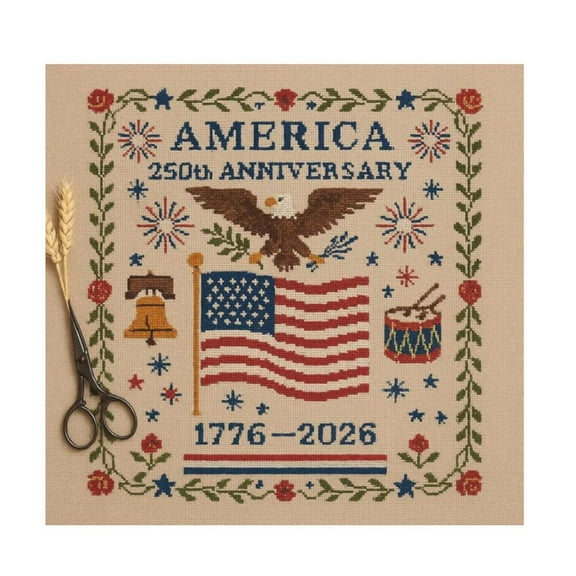 DIY Cross-Stitch Kit - USA Patriotic Theme, with Patterns & Tools, for Independence Day Gift