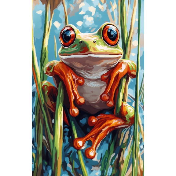 DIY Cross Stitch Kit for Beginners Cute Frog Sitting 11CT Embroidery Kit with Pattern Stamped Needlepoint Craft Kit for Home Decor 30x40cm-2