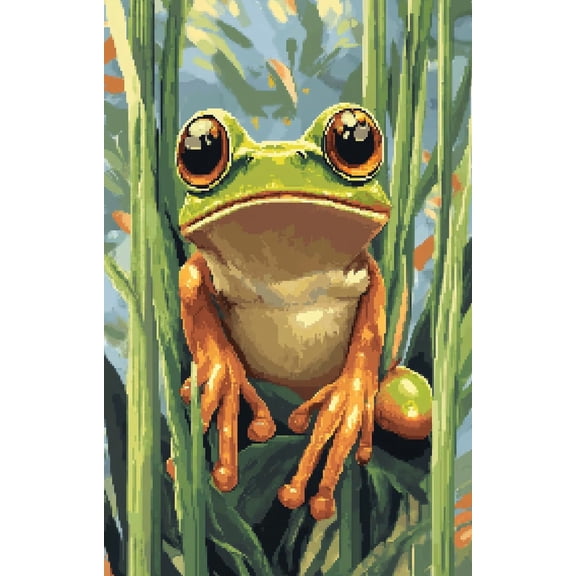 DIY Cross Stitch Kit for Beginners Cute Frog Sitting 11CT Embroidery Kit with Pattern Stamped Needlepoint Craft Kit for Home Decor 30x40cm-5
