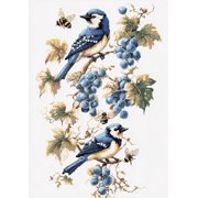 DIY Cross Stitch Kit for Beginners Jays Bumblebees 11CT Embroidery Kit with Pattern Stamped Count by Numbers Craft Kit 40x50cm-5