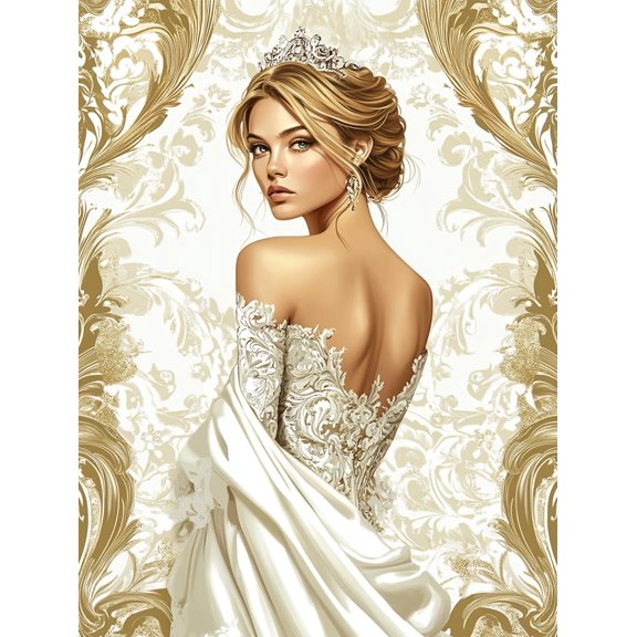 DIY Cross Stitch Kit for Beginners Playing Card Woman 11CT Embroidery Kit with Pattern Stamped Count by Numbers Craft Kit 40x50cm-15