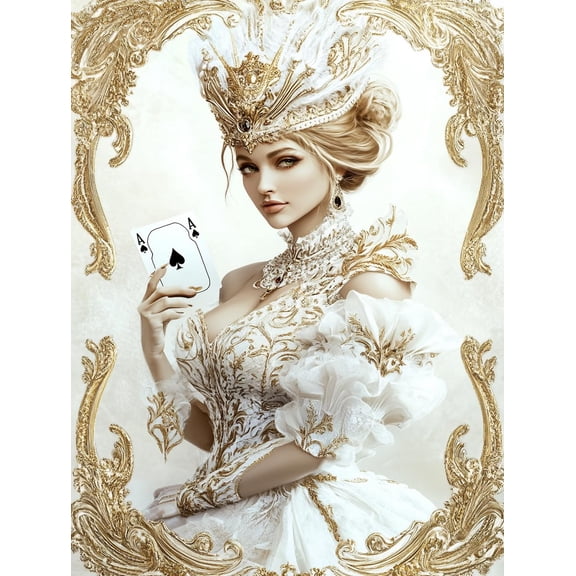 DIY Cross Stitch Kit for Beginners Playing Card Woman 11CT Embroidery Kit with Pattern Stamped Count by Numbers Craft Kit 40x50cm-2