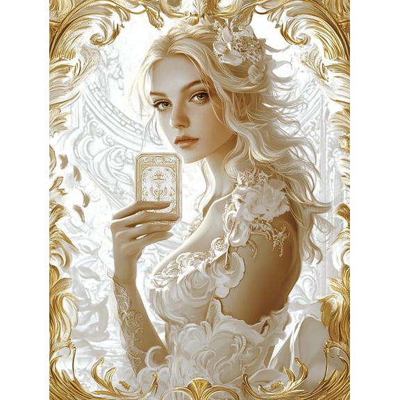 DIY Cross Stitch Kit for Beginners Playing Card Woman 11CT Embroidery Kit with Pattern Stamped Count by Numbers Craft Kit 40x50cm-3
