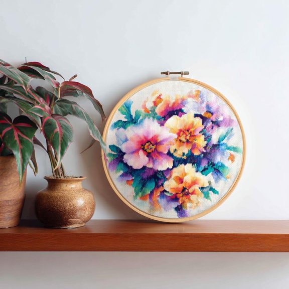 DIY Cross Stitch Kits Abstract Bouquet of Flower 20x20cm-3