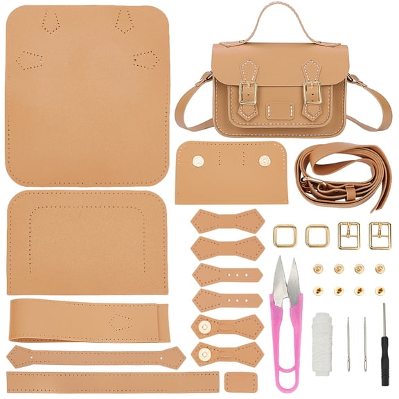 DIY Crossbody Bag Making Kits PU Leather Shoulder Bag Sewing Set with Instruction Handmade Satchel Handbag Making Kit Purse Sewing Kit for Handicraft