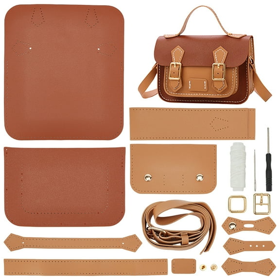 DIY Crossbody Bag Making Kits PU Leather Shoulder Bag Sewing Set with Instruction Handmade Satchel Handbag Making Kit Purse Sewing Kit for Women