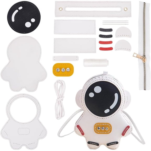 DIY Crossbody Bag Sewing Kit PU Leather Astronaut Shaped Shoulder Bag Making Set Sewing Craft Kit forBackpack DIY Handmade Handbag Making Kits