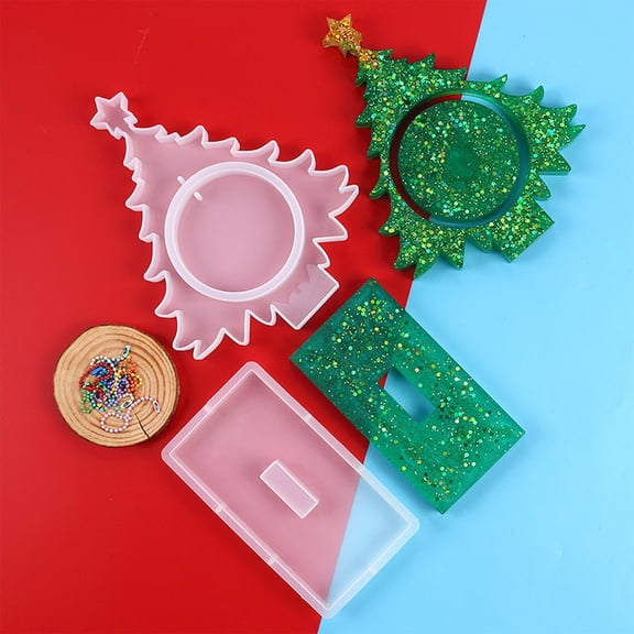 DIY Crystal Resin Mold Drip Christmas Tree Photo Frame Ornament Silicone Baking Mold