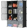 thumbnail image 1 of DIY Cube Storage Organizers 14''x 14'' (12 Cubes), Portable Closet Storage Shelves, DIY Square Closet Cabinet Shelves, Storage Cubes for Living Room, Clothes Wardrobe Cabinet Organizers W/Doors, 1 of 13