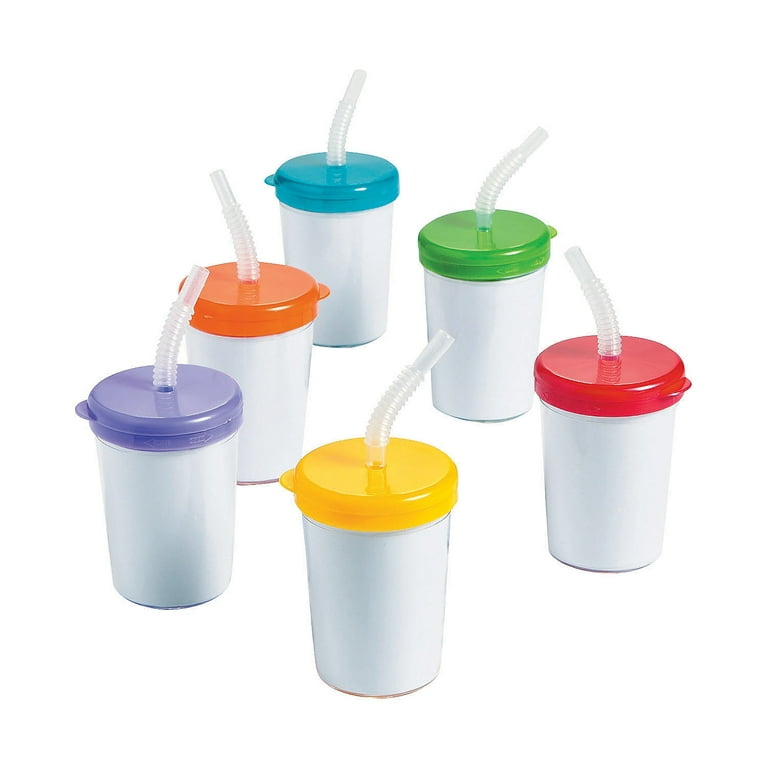 DIY Plastic Cups with Lids and Straws - 48 PCS.