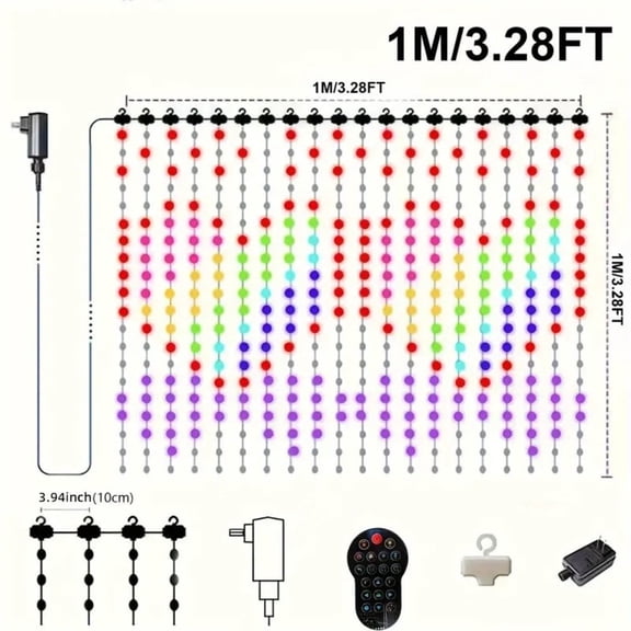 DIY Curtain Light, APP Control, Multiple Modes, 1m x 1m, Ideal for Bedrooms, Parties, Wall Decor, Festivals, Weddings, Halloween & Christmas.