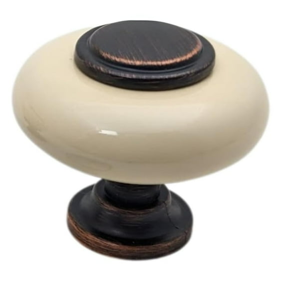 DIY Décor Hub-Oil-Rubbed Bronze with Beige Ceramic Cabinet Knobs, 1.5 in,10-Pack