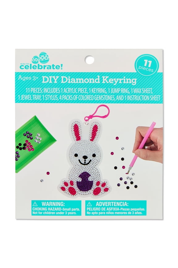 DIY Diamond Bunny Keyring, Multicolor, 11 Pieces, Easter by Way To Celebrate