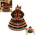 thumbnail image 1 of DIY Dachshund Christmas Tree Crochet Kit, Handmade Ornament Set with Pearl Beads Bell Bow Yarn Hook, Beginner Friendly, Multicolor, 20x20 cm, Cloth, 1 of 9