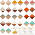 thumbnail image 1 of DIY Dangle Earring Making Kits Including Resin & Wood Pendants Brass Earring Hooks & Jump Rings Rhombus Mixed Color Pendants: 16.5~17.5x17~18x3~4mm thick hole: 1.8mm 28pcs/box, 1 of 7