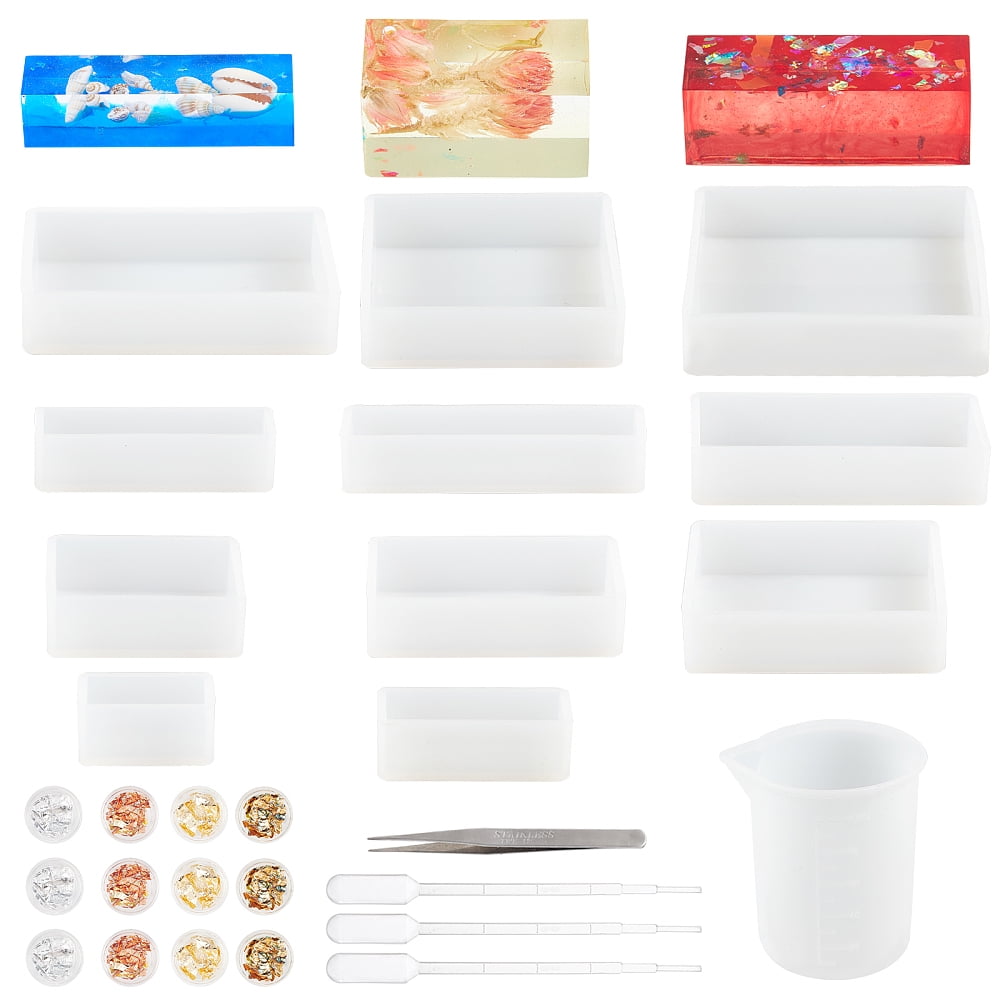 DIY Decoration Kits with Measuring Cup Molds Iron Tweezers Latex Finger Cots Plastic Pipettes Tinfoil and Birch Wooden Sticks