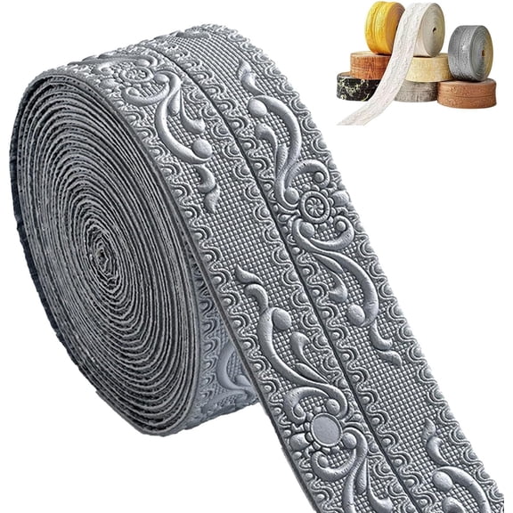 DIY Decorative Border Tape for Walls & Furniture, Peel Stick Foam Molding Trim Self Adhesive, 3D Wall Edging Lines Foam Baseboard for Home ,393" X 4.3" (Silver)