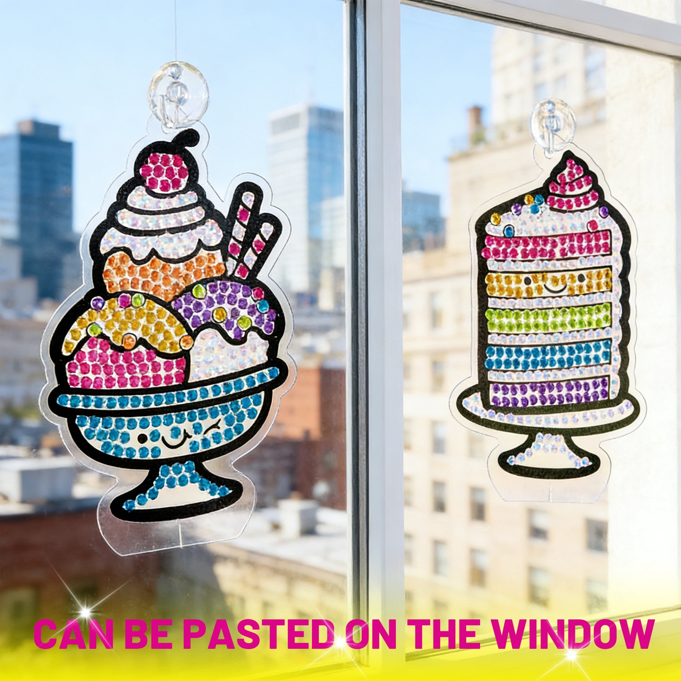 Diamond Sticker Art Kit, Create 12 Stickers and 2 Suncatchers with ...