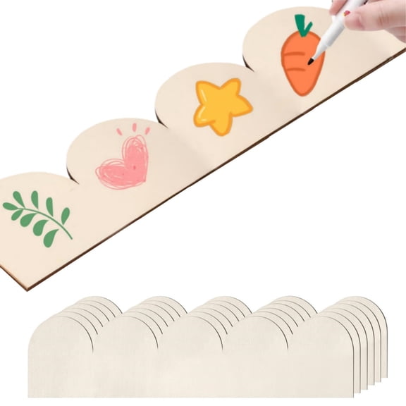 DIY Decorative Edge Molding,Decorative Scalloped Edge Wooden Trim Molding,6pack Durable Unfinished Wood Trim for Cabinet,Window,Shelf,Door,Wall,15.75x3.5x0.1in