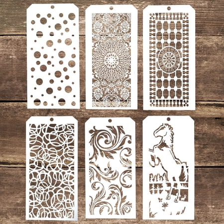 DIY Decorative Stencil Template for Scrapbooking Painting on Wall Furniture Crafts,Set of 6 (Seamless Flower)