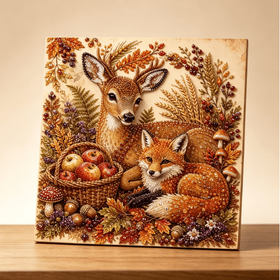 DIY Diamond Art for Adults, DIY Diamond Pearl Painting Kit, Gem‑Style Special‑Shaped Animal Diamond Art Kit, Beginner‑Friendly Handcraft, Living Space Wall Hanging Ornament (Owl),Forest Fawn A8