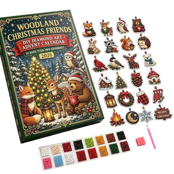 DIY Diamond Art Advent Calendar 24 Days Forest Animal 2D Acrylic Ornaments Christmas Countdown Advent Calendar Gift Box DIY Diamond Painting Pendant Craft Surprise Holiday Gift for Adults Kids