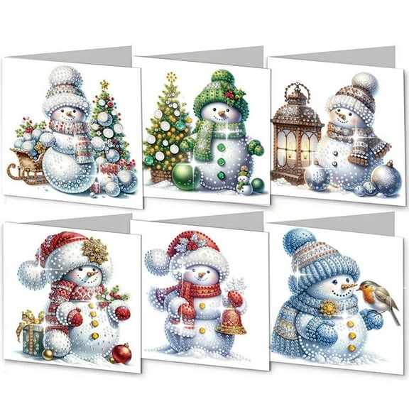 DIY Diamond Art Christmas Card Set - 6pcs, Creative and Relaxing Gift Idea